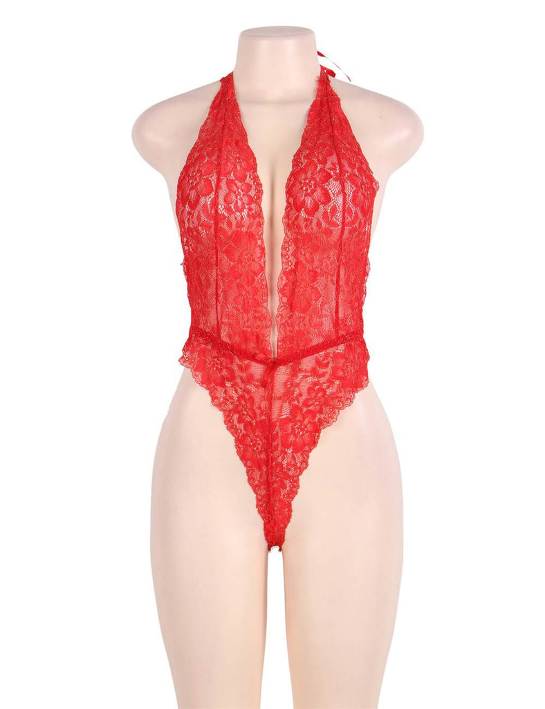 Floral Lace Teddy With Eye patch