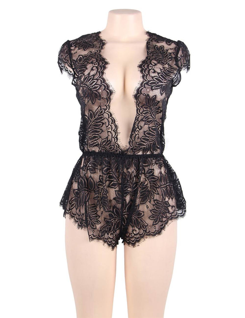 Lace Deep V Sexy Teddy