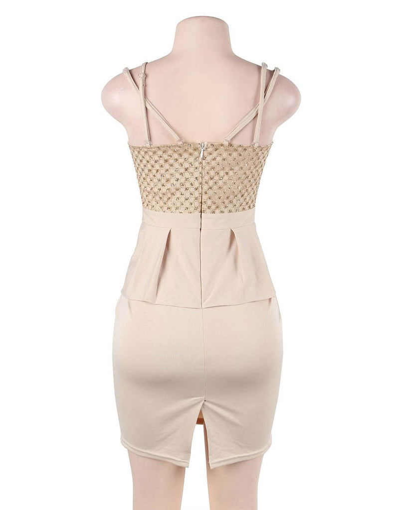 Fashion Gold Scallop Bodycon Mini Dress