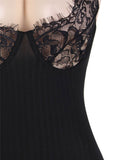 Plus Size Black Lace Personality Lace-up Sexy Teddy