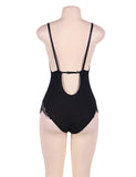 Plus Size Black Lace Personality Lace-up Sexy Teddy