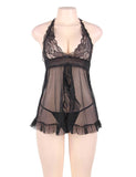 Black Sheer Mesh Halter Lingerie Egypt Set