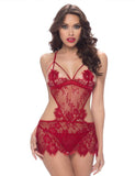 Black Lace Sexy Conjoined Babydoll Lingerie Set