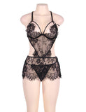 Black Lace Sexy Conjoined Babydoll Lingerie Set