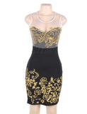 Elegant Embroidery Black Bodycon Fashion Dress