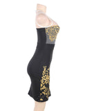 Elegant Embroidery Black Bodycon Fashion Dress