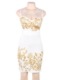 Elegant Embroidery Black Bodycon Fashion Dress