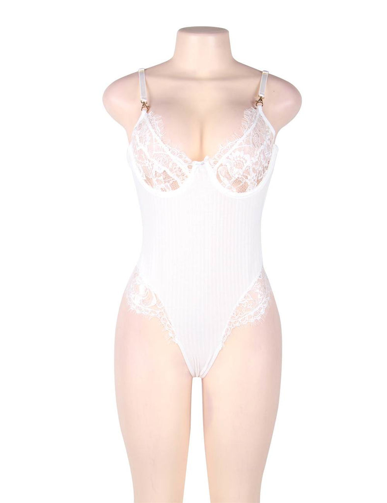 Plus Size Black Lace Personality Lace-up Sexy Teddy