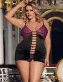 Purple Lace Cups Satin Plus Size Chemise