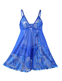 Floral Soft Lace Apron Chemise With Thong