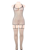 Plus Size Fashion Sparkle Fishnet Bodystocking