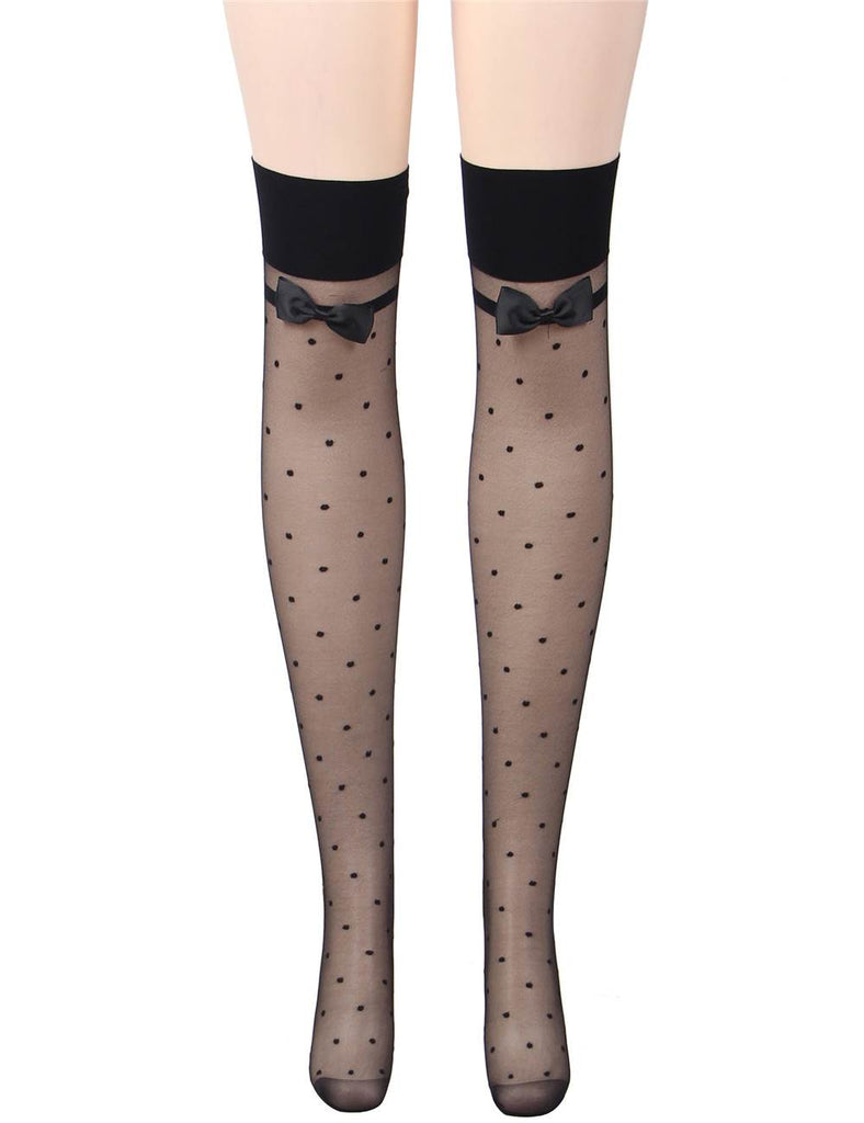Jacquard Bow Tie Black Spot Stockings