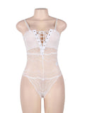Sexy Chest Ribbon Adjusting Lace Teddy