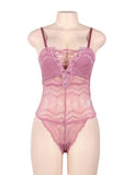 Sexy Chest Ribbon Adjusting Lace Teddy