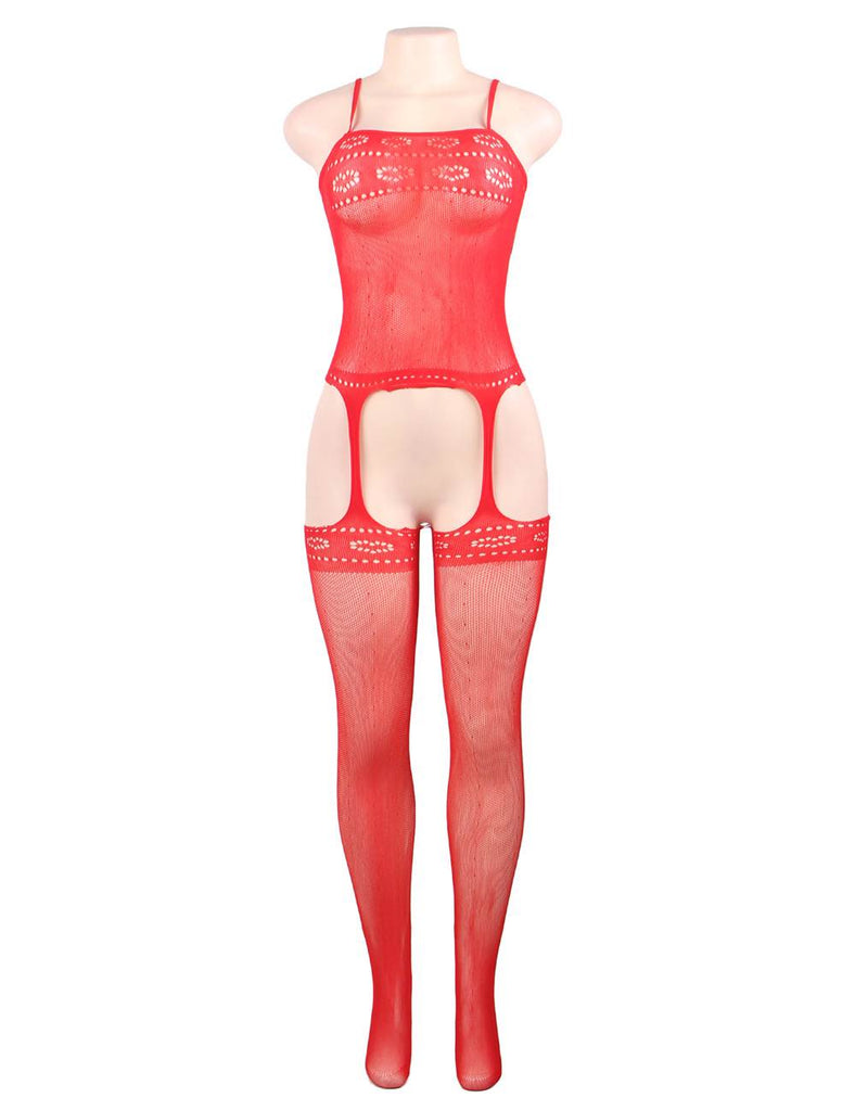 Factory price Red Fishnet Garter Dress