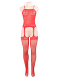 Factory price Red Fishnet Garter Dress