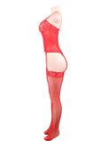 Factory price Red Fishnet Garter Dress