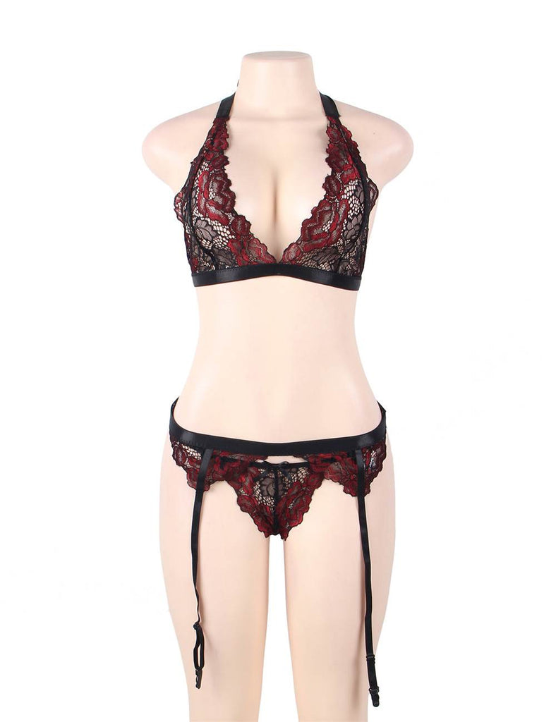 Deluxe Red Lace Bra Set
