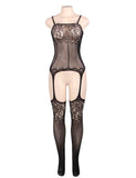 White Foxy Suspender Style Lace Bodystockings