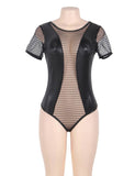 Lace Leather Stitching Teddy WITH FARAWLAYA