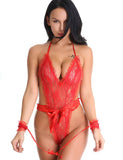 Lace Ruffle Teddy with Wrist Restraints
