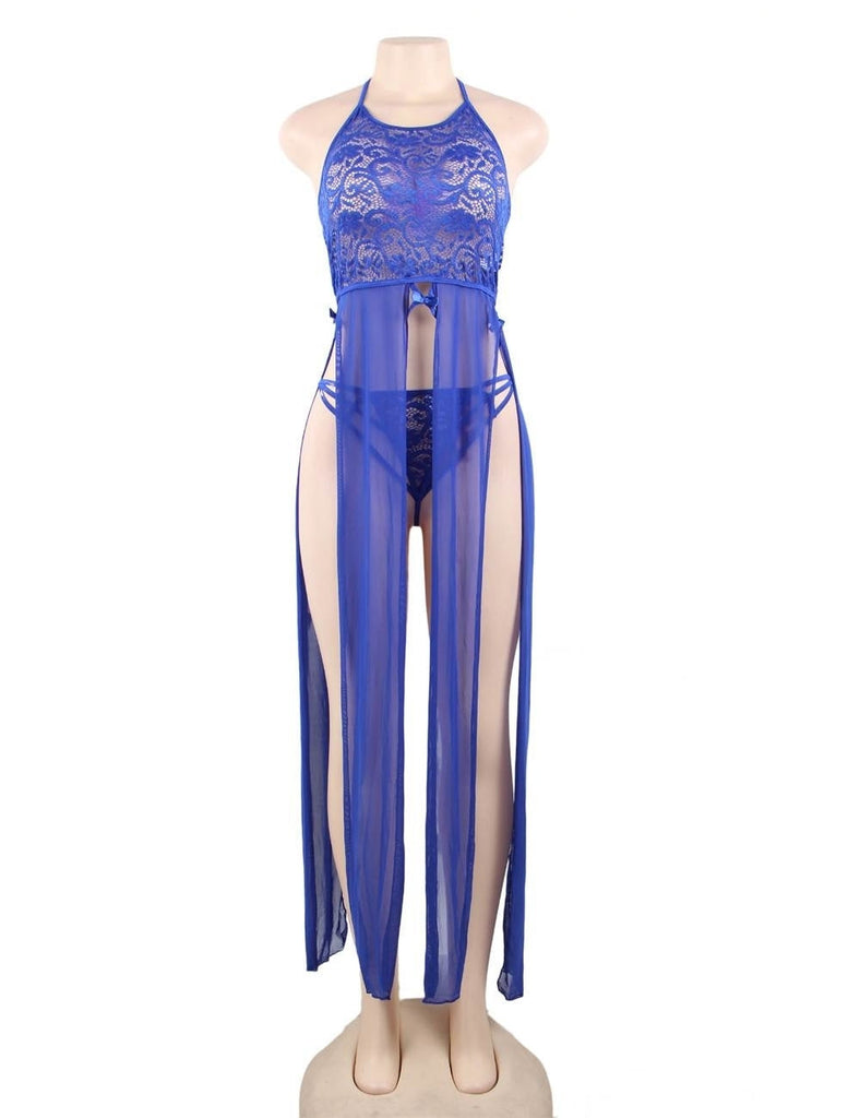 New Elegant Hollow Out Lace Sexy Nightgown With Farawlaya