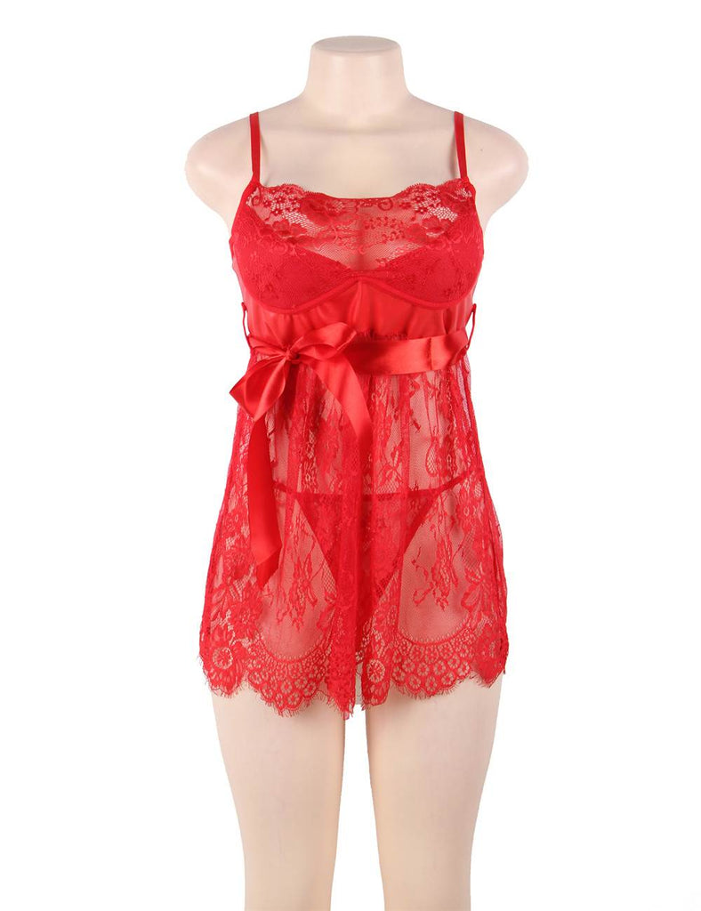 New Fast Shipping White & Black & Blue & Red Eyelash Trim Lace Babydoll Lingerie
