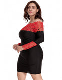 Plus Size Long Sleeve Off-Shoulder Fashion Lace Dress