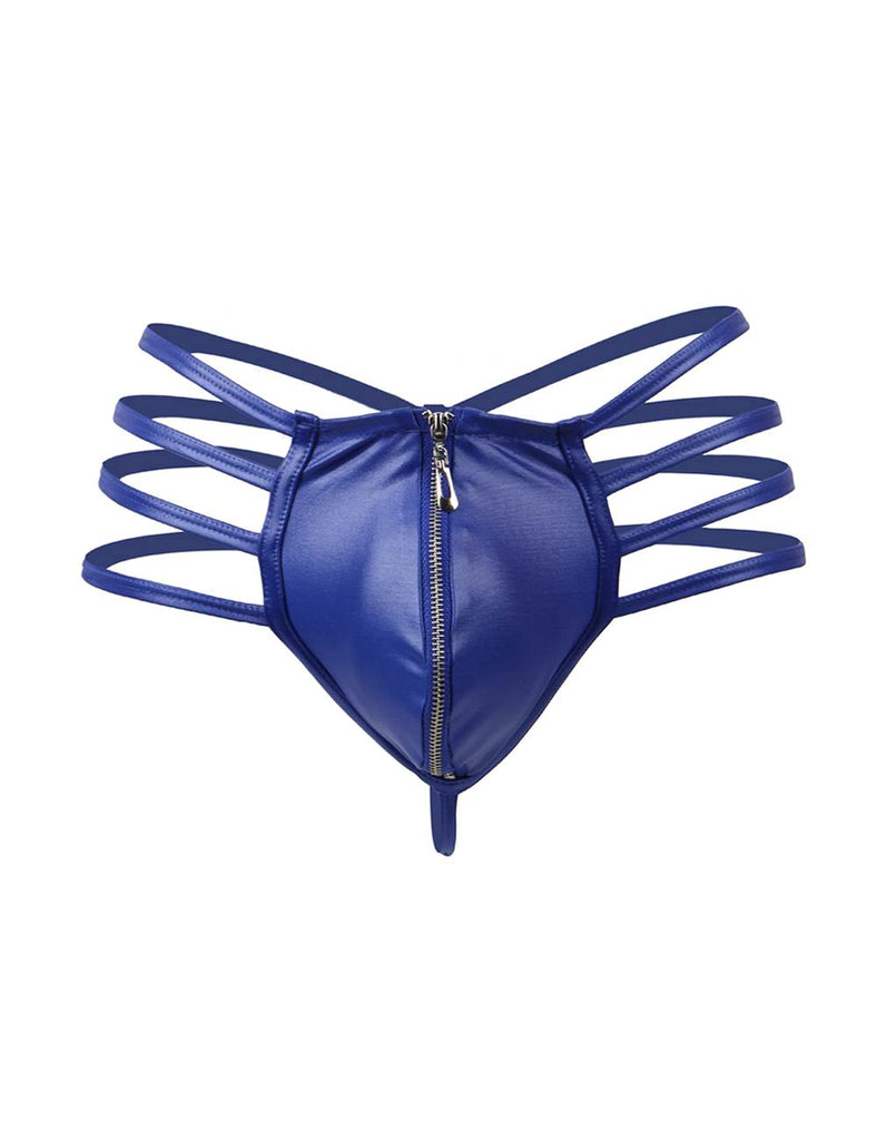 Mens Synthetic Leather Sexy Zipper Panties