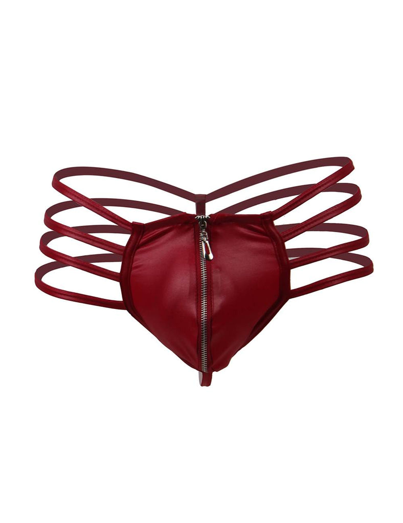 Mens Synthetic Leather Sexy Zipper Panties