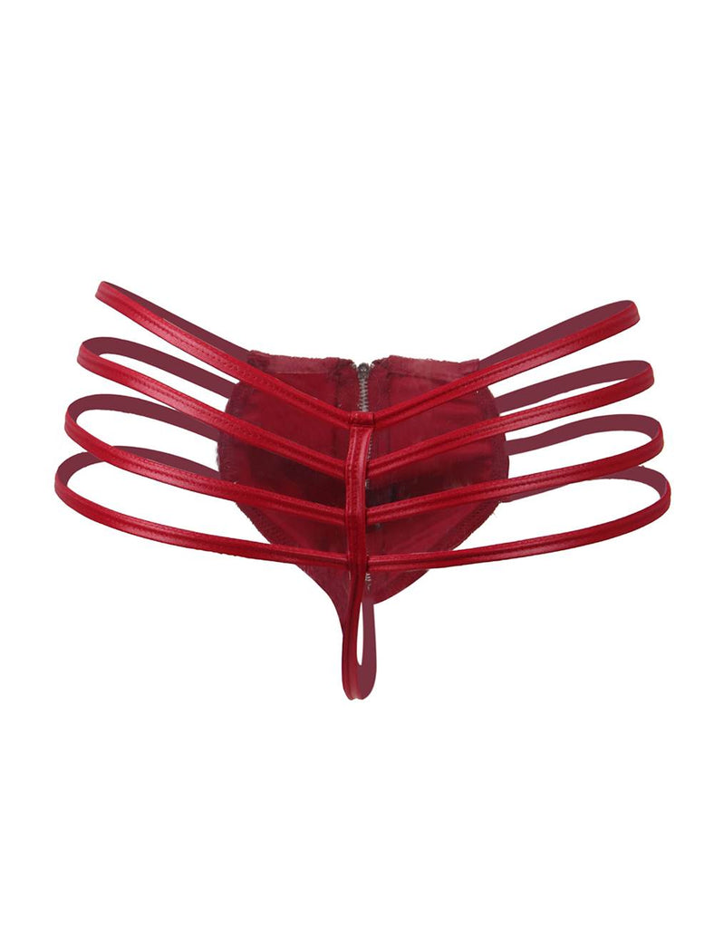 Mens Synthetic Leather Sexy Zipper Panties