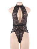 Black Exquisite Lace Open Cup Teddy