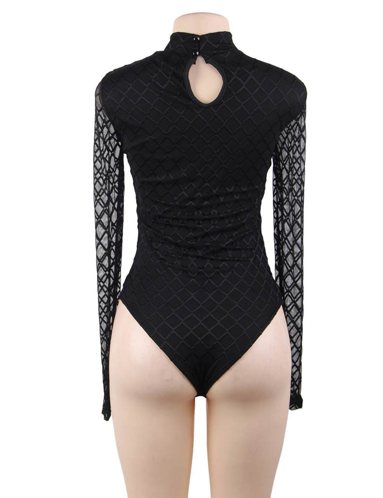 Plus Size Crotch Open Black Lace Mature Transparent Ladies Sexy Underwear