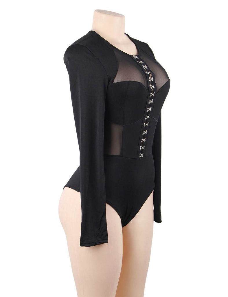 Plus Size Crotch Open Lace Wind button Mature Transparent Sexy Underwear