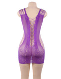 Plus Size Crotchet Mesh Hollow-out Mini Chemise Dress