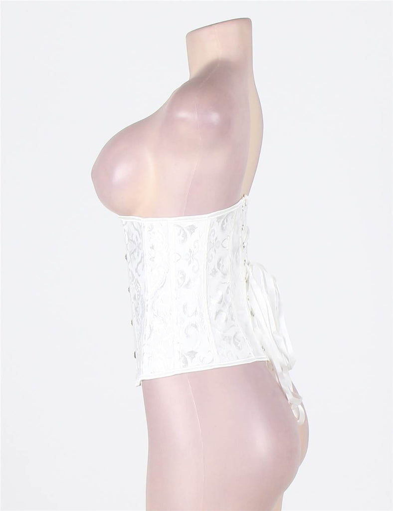 New White Strapless Lace Corset Top with Panty