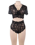 Naughty Sexy Girls High Waist Black Full Lace Bra Panty Underwear