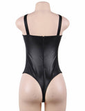 Black & Red Leather Women Sexy Teddy