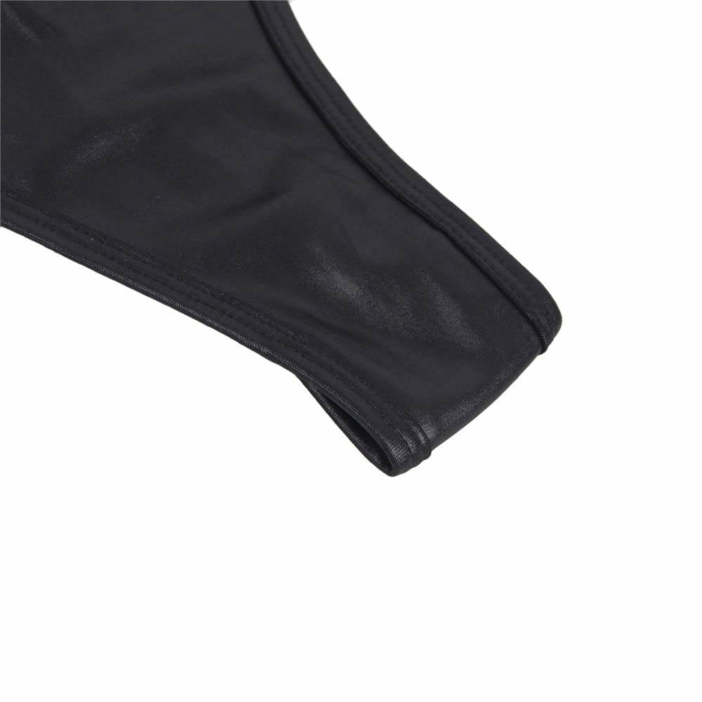 Black & Red Leather Women Sexy Teddy