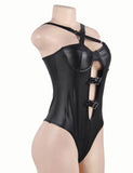 Black & Red Leather Women Sexy Teddy