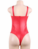 Black & Red Leather Women Sexy Teddy