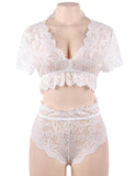 Naughty Sexy Girls High Waist White Full Lace Bra Panty Underwear