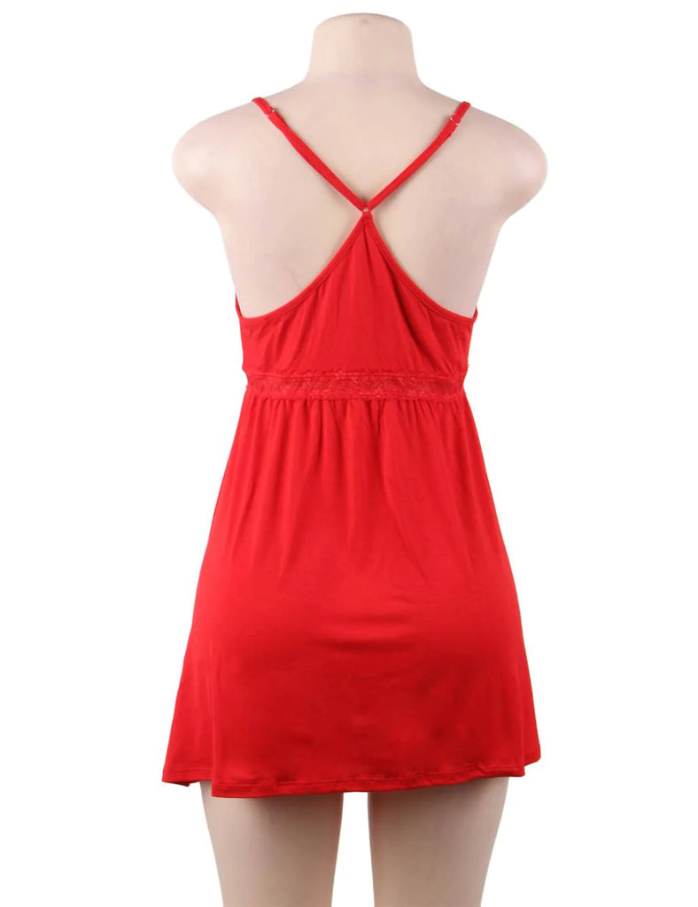 Stretchy Deep V-neck Modal Nightdress with G String