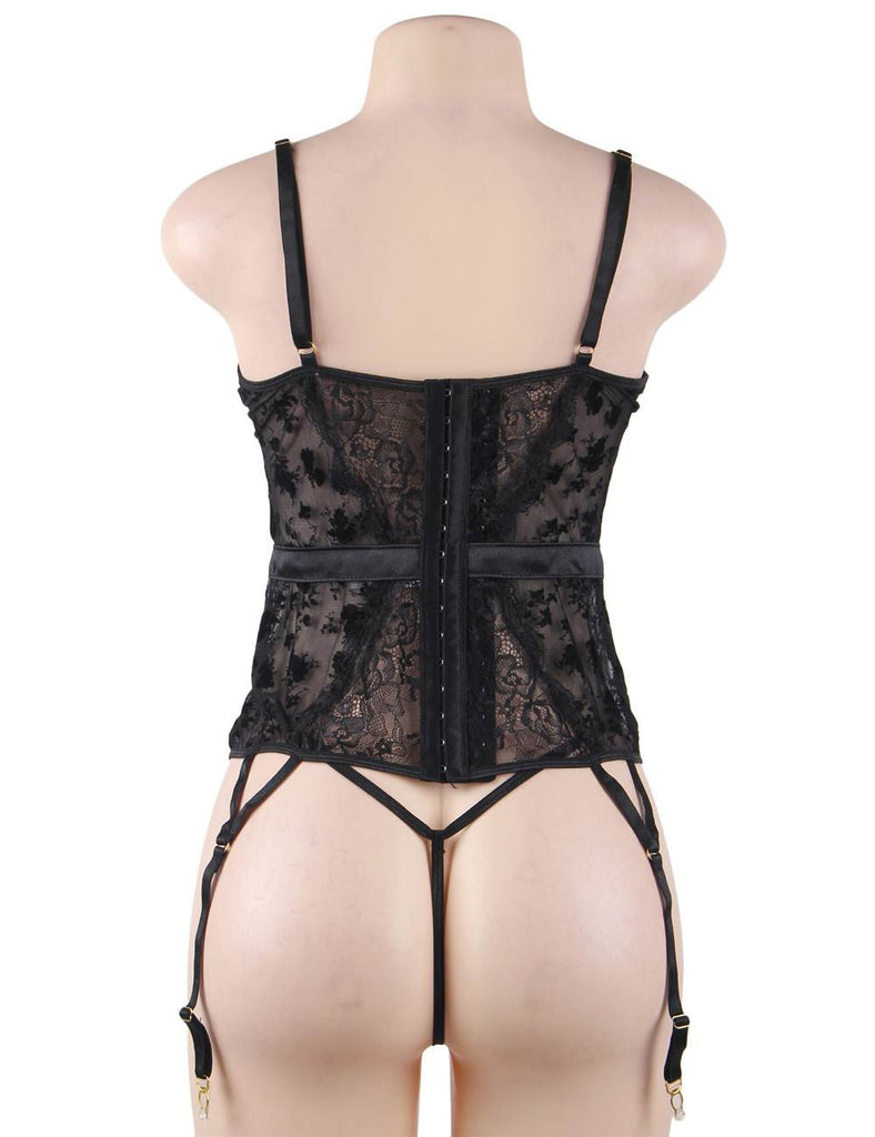 Plus Size With Farawlaya Exquisite Lace Garter Lingerie With Underwire