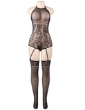 Plus Size Split Long Sleeve Sexy Fishnet BodyStocking