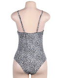 Plus Size Charming Leopard Design Sling Bodysuit