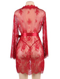 Eyelash Black Lace Sleepwear Gown