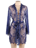 Eyelash Black Lace Sleepwear Gown