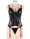 New Black Cute Lace Leather Stitching Sexy Corset
