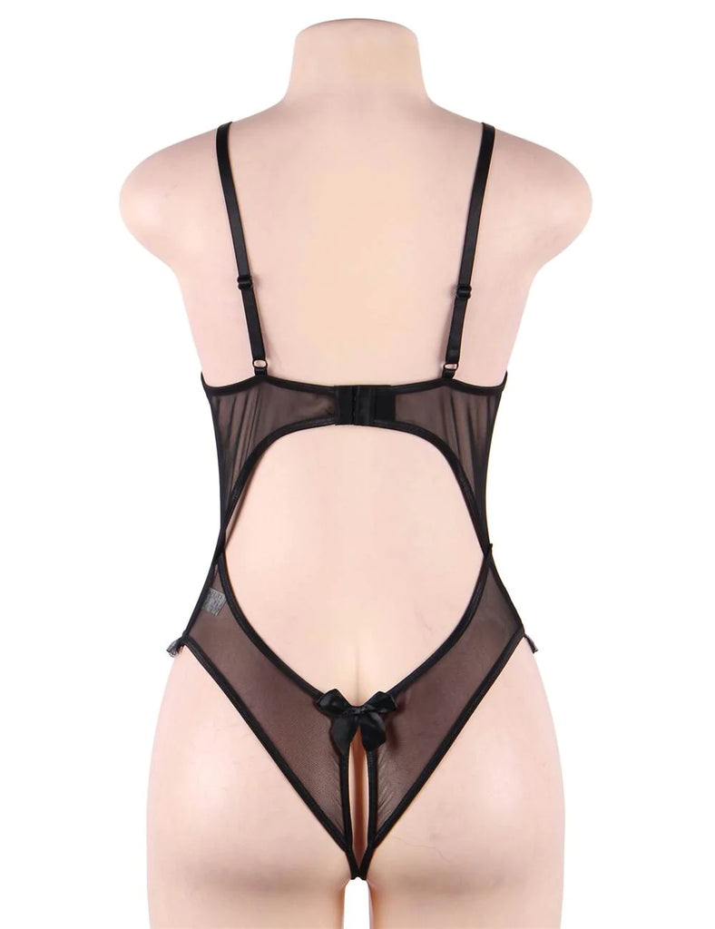 New Black & Red Open Cup Crotchless One-piece Teddy